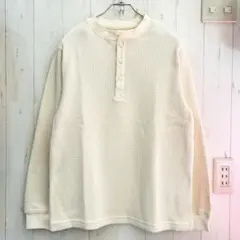 新品 ヘンリーネックロンT サーマルワッフルミリタリー アメカジ 白XL 