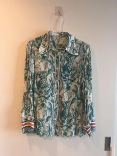 ☆新品タグ付 ブルーフロンセ フランス生地 ボタニカル柄 ブラウス『38