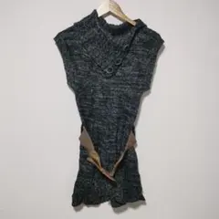 レディース ノースリーブセーター Sサイズ ニットワンピース 膝丈ワンピース