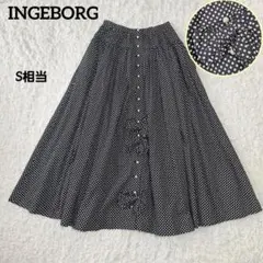 インゲボルグ　ドット柄リボンフレアスカート　パールボタン　S相当のサムネイル