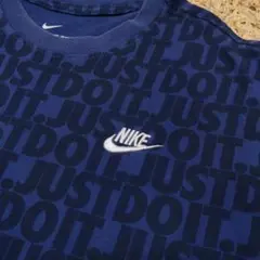 ナイキ　NIKE　JUSTDOIT総柄　半袖Tシャツ　M　青　送料無料［510］