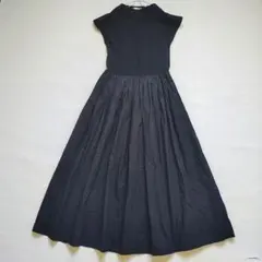 WOOD&PECKER綿52％ハイネック ノースリーブ ニットワンピース 黒 