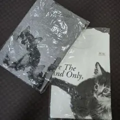 【新品未使用】猫 プリント 半袖Tシャツ 2枚セット 白 グレー フリーサイズのサムネイル