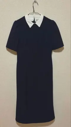 【美品】セルフォード　襟付き　タイトマーメイドワンピース　ネイビー　38