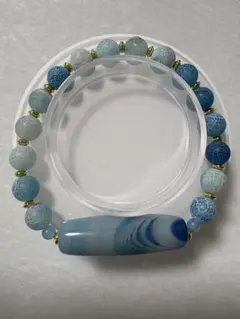 土日限定値下げ❣️ ✨️縞瑪瑙天珠・マリンブルーフロストドラゴンアゲート✨️デザブレ✨️