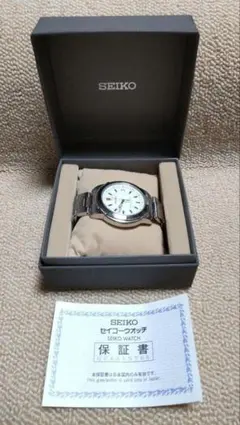 【稼働品＋付属品】SEIKO AUTO CALENDAR メンズ腕時計　白文字盤