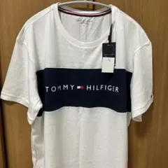 TOMMY HILFIGER XL Tシャツ ホワイト/ネイビー