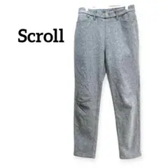 スクロール　レディース　暖パン　裏起毛　スラックス グレー　Wゴム　M