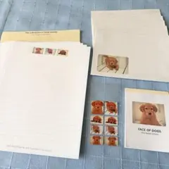 レトロ 子犬 レター、ミニメモ帳セット レター14枚 封筒7枚入り