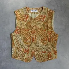 vintage ペイズリー柄 ベスト 幾何学模様　ヒッピー フォークロア サイケ