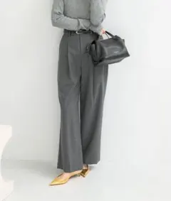 アーバンリサーチロッソ ROSSO ウール混防シワハイウエストワイドスラックス