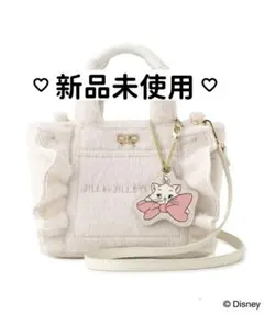 JILLSTUART Disney/Marie ミニフリルトートバッグ ホワイト