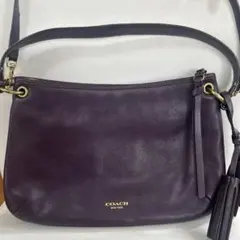 コーチ COACH パープル レザー ショルダーバッグ ハンドバッグ