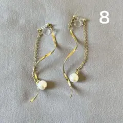 【未使用】波状デザイン パールイヤリング