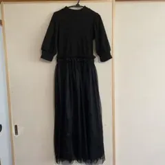 ブラックニットロングワンピース