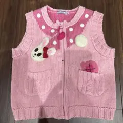 【MIKI HOUSE】編みぐるみ　ニットベスト　うさこ 80