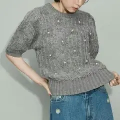 【新品タグ付き】ADAM ET ROPE'　WEB限定パールドットニット