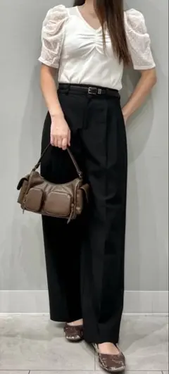 新品ジーユー　フハクコンビネーションTシャツ5分袖　パフスリーブ