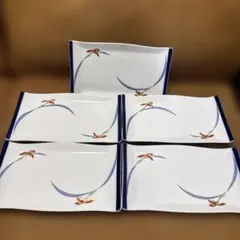 香蘭社 長皿 花柄5枚セット 箱付き