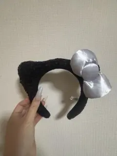 猫耳カチューシャ シルバーリボン付き　USJ キティちゃん