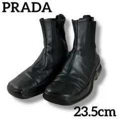 美品 PRADA プラダ レザー サイドゴア ブーツ Vintage ロゴ 黒のサムネイル