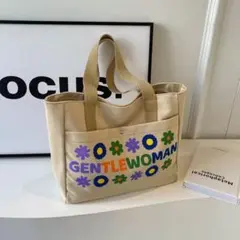 花柄トートバッグ ベージュ