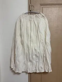 アイボリー シフォン プリーツ フレアスカート