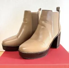 【美品】oriental traffic ベージュ サイドゴアブーツ Lサイズ