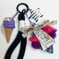 じゃらじゃらキーホルダー　キーホルダー　紫　パラコード　アイス　星　544