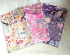 花柄巾着ポーチ3点セット