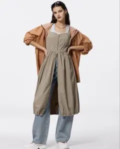 フロントジップバブルヘムワンピース　XXL