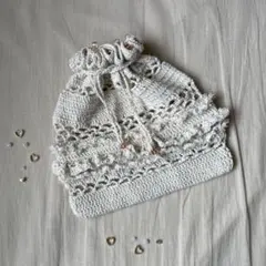 ビーズ付き 2WAY フリル巾着