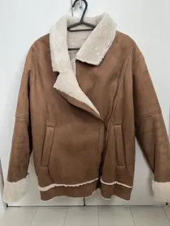 ブラウン フェイクファー ムートンコート