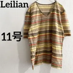 レリアン 半袖 カットソー Tシャツ ボーダー マルチカラー 11 L 古着