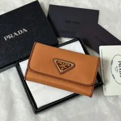 未使用級✨プラダ キーケース 6連 サフィアーノレザー オレンジ
