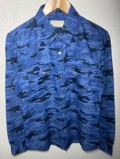 【未使用】 FREE'S SHOP MEN・迷彩シャツ・ネイビー・M