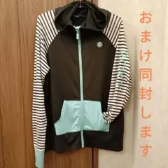 フード　ストライプ　ラッシュガード　ROXY　海　夏　日焼け止め　ロキシー