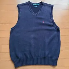 【Polo by Ralph Lauren】 ネイビー Vネックベスト L