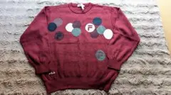 (ぽ)古着美品FILA バーガンディ色 ドットセーター