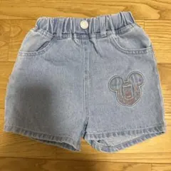 ミッキーマウス刺繍 グレー ハーフパンツ
