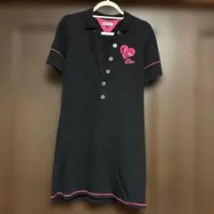 FILA ブラック ポロワンピース ハート刺繍