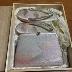 草履とバッグのセット シルバー ピンク　Sサイズ