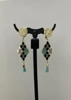 アーガイル　ビーズ　ピアス　イヤリング
