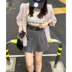 OLIVE des OLIVE ダブルベルトプリーツスカパン