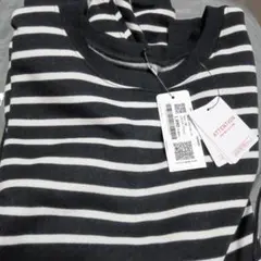 ブラック/ホワイト ストライプ トレーナー Lサイズ