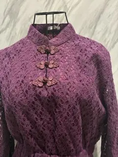 【メルロープリュス】チャイナボタン総レースワンピース　F 未使用品