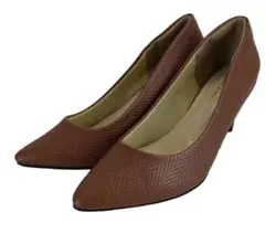 SG1899-2■ 新品 ヒールパンプス 型押しメッシュ 27.0cm ブラウン