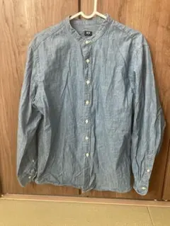 UNIQLO ノーカラーデニムシャツ M ライトブルー