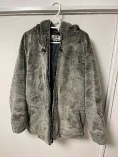 グレー フリースジャケット Lサイズ フード付き