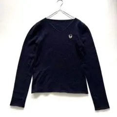 ルシアンペラフィネ カシミヤ100% スカル刺繍ニットセーター ホワイト